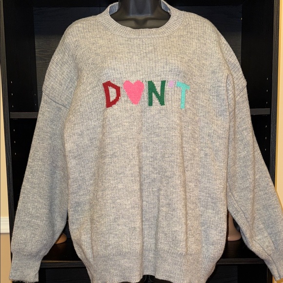 Gray Sweater with Colorful Lettering - Picture 3 of 5